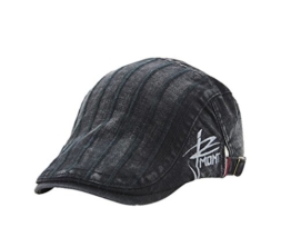 ACVIP Damen/Herrenhut mit Streifen Modisch Baumwolle Flat Cap Schiebermütze (Schwarz) -