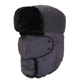 AJUSEN Unisex Winter-Trooper-Hut-Jagd-Hut Ushanka Ohr-Klappe-Kinn-Bügel und Windproof Mask (grau) -