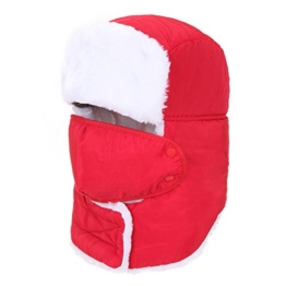 AJUSEN Unisex Winter-Trooper-Hut-Jagd-Hut Ushanka Ohr-Klappe-Kinn-Bügel und Windproof Mask (rot) -