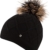 ALINA HAT leichte Strickmütze mit farbig abgesetzter Pom Pom undeinfarbig Strickmütze Mütze Wintermütze Bommelmütze , Pom Pom (schwarz) -