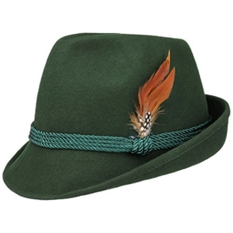 Almtrilby Filzhut Green Klassischer Trachtenhut Almhut Damenhut (59 cm - dunkelgrün) -