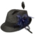 Alpenflüstern Damen Strohhut Trachtenhut schwarz mit Feder-Clip ADV03000060 blau -