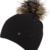 Amanda - HAT leichte Strickmütze mit farbig abgesetzter Pom Pom einfarbige Strickmütze Mütze Wintermütze Bommelmütze , Pom Pom (schwarz) -