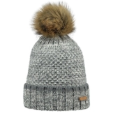 Barts Damen Strickmütze Petunia Beanie, Mehrfarbig (Grigio Con Sfumature Bianche E Pompom Di Pelo Beige), UNI -