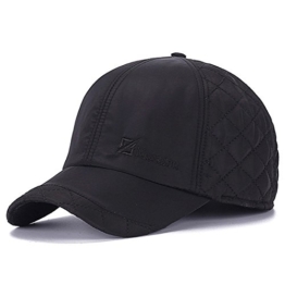 Baseballcap mit Ohrenklappen Golf Sport Outdoor Ohrenschützer Kappe Mütze Cap Schirmmütze Ohrenschutz Basecap Wintercap Wintermütze (schwarz) -