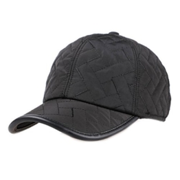 Baseballcap mit Ohrenklappen Wasserdicht Kappe Mütze Schirmmütze Ohrenschutz Basecap Wintercap Cap Wintermütze (Schwarz) -