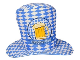 Bayrischer Oktoberfest Hut Partyhut in Bayrischem Flaggen Muster Blau Weiß -