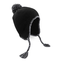 Beechfield - Classic Tassel Peru Hat Norwegermütze Einheitsgröße,Black/Graphite Grey -