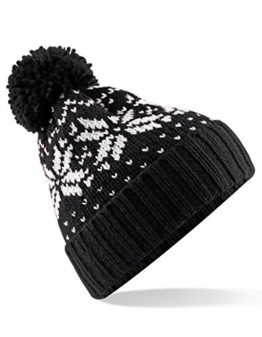 Beechfield Fair Isle Snowstar Beanie (black/white) -