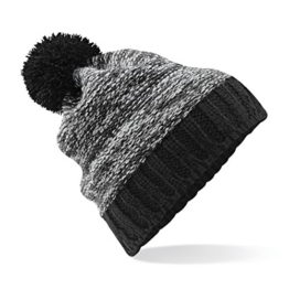 Beechfield Unisex Slalom Bommelmütze, Black / Graphite Grey / Light Grey, Einheitsgröße -