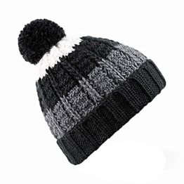 Beechfield Unisex Winter Beanie / Pudelmütze / Strickmütze mit Bommel (One Size) (Schwarz) -