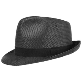 Black City Trilby Hut Strohhut Sommerhut Strandhut Sonnenhut Fedora Strohtrilby Trilby Sommerhut (M/56-57 - schwarz) -