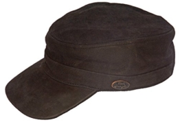 Black Jungle Field Cap Leder, Cuba Cap, Biker Kappe, One-Size, Braun -