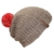 bommelME "Beanie Handmade" Handgestrickte Bommelmütze mit reflektierendem Wechselbommel, Strickmütze aus Merino Wolle mit abnehmbarem Bommel, Mütze: Sand / Bommel: Rot reflect -