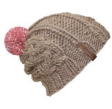 bommelME "Beanie Handmade Zopf" Handgestrickte Bommelmütze mit reflektierendem Wechselbommel, Strickmütze aus Merino Wolle mit abnehmbarem Bommel, Mütze: Sand / Bommel: Altrosa reflect -