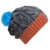 bommelME "Beanie No.3" Bommelmütze mit Wechsel Fellbommel, Strickmütze aus Merino Wolle mit abnehmbarem Bommel, Mütze: Grau-Koralle / Bommel: Fell Neonblau -
