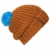 bommelME "Beanie No.4" Bommelmütze mit Wechsel Fellbommel und Umschlag, Strickmütze aus Merino Wolle mit abnehmbarem Bommel, Mütze: Bronze / Bommel: Fell Neonblau -