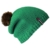 Bommelmütze Beanie No.1 in der Farbe smaragd grün mit 2 auswechselbaren Bommeln aus Kunstfell Pelz in pink + braun - 