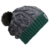 Bommelmütze Beanie No.3 Grau-Petrol mit Zopfmuster und 2 auswechselbaren Kunstpelz Bommeln in Petrol + Schwarzbraun - 
