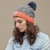 Bommelmütze Beanie No.3 Grau-Orange mit Zopfmuster und 2 auswechselbaren Bommeln in Aquamarin + Bordeaux - 