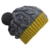 Bommelmütze Beanie No.3 Grau-Gelb mit Zopfmuster und 2 auswechselbaren Bommeln in Grün + Grau - 