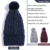 [Bommelmütze] FREETOO Strickmütze klassische Beanie mit großem Bommel Street style Mütze mit 3 Farbe passt jeden Look High Fasion Grobstrick mit Zopfmuster für Damen und Herren, Schwarzblau - 