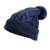 [Bommelmütze] FREETOO Strickmütze klassische Beanie mit großem Bommel Street style Mütze mit 3 Farbe passt jeden Look High Fasion Grobstrick mit Zopfmuster für Damen und Herren, Schwarzblau - 