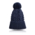 [Bommelmütze] FREETOO Strickmütze klassische Beanie mit großem Bommel Street style Mütze mit 3 Farbe passt jeden Look High Fasion Grobstrick mit Zopfmuster für Damen und Herren, Schwarzblau - 