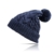 [Bommelmütze] FREETOO Strickmütze klassische Beanie mit großem Bommel Street style Mütze mit 3 Farbe passt jeden Look High Fasion Grobstrick mit Zopfmuster für Damen und Herren, Schwarzblau -