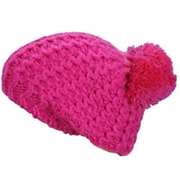 Bommelmütze Wintermütze Long Beanie Strickmütze Mütze Skimütze, Farbe:Rosa -