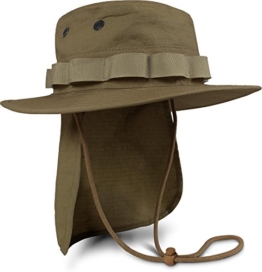 Boonie Hat Krempen Outdoor Hut 'Junglescout' mit abnehmbarem Nackenschutz für den Sommer Farbe Coyote Größe XL -