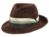 Borsalino Veloursfilz Fedora Filzhut aus Haarfilz - braun 55 -