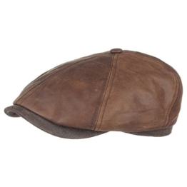 Brooklin Leder Flatcap by Stetson (S/54-55 - braun) -