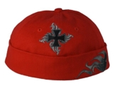 Cap COCO-Caps - ChillOuts in Rot mit schwarzem Kreuz / Flames -
