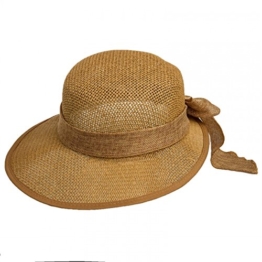 CASPAR Damen Sommer Stroh Hut mit Schleife / Sonnenhut / Strandhut / Sommerhut / Landhut - viele Farben - HT016, Farbe:braun;Hutgröße:L/XL - 58cm Kopfumfang -