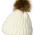 CASPAR MU054 Damen Winter Mütze / Strickmütze mit großem Fellbommel, Farbe:weiss -