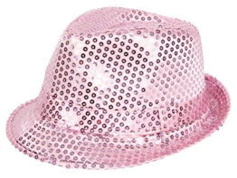 Clubstyle Partyhut Trilby Hut Blink Fedora Bogart Glitzerhut Glitter, Farbe wählen:TH-63 rosa -