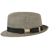 Contrast Colour Toyo Trilby Hut Fedora Strandhut Sonnenhut Sommerhut Strohhut UV-Schutz Stetson Trilby Strandhut (L/58-59 - schwarz-weiss) -
