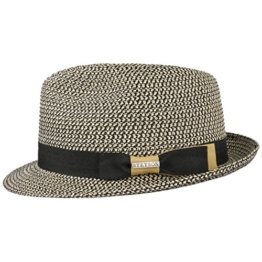 Contrast Colour Toyo Trilby Hut Fedora Strandhut Sonnenhut Sommerhut Strohhut UV-Schutz Stetson Trilby Strandhut (L/58-59 - schwarz-weiss) -