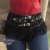 Country schwarzer Ledergürtel Dame - CELIA - Stars & Stripes Gürtel Western Wild West Line Dance (Größe XL) - 