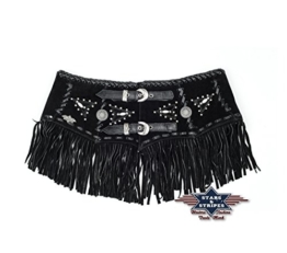 Country schwarzer Ledergürtel Dame - CELIA - Stars & Stripes Gürtel Western Wild West Line Dance (Größe XL) -