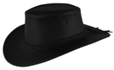 Cowboy Lederhut für Kinder in schwarz und braun mit geflochtenem Hutband -