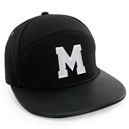 Damen Herren Unisex Snap Back Mütze Leder Spitze Kappe Alphabet A-Z Leather Nave Cap Baseball MFAZ Morefaz Ltd (M) -