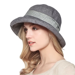 Damen Sommer Strand Hat Eimer Hut Fedorahüte großer Rand-Anti-UV Sonnenhut Faltbarer Sonnenhut (Gray) -