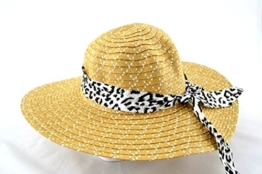 Damen Strohhut Basthut mit Hutband Animal-Print -