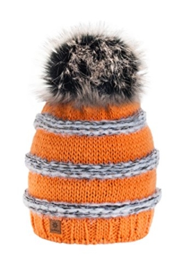 Damen Wurm Winter Style Beanie Strickmütze Mütze mit Fellbommel Bommelmütze HAT SKI Snowboard (Orange)( MFAZ Morefaz Ltd) -