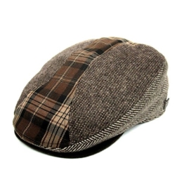 Dasmarca Felix Latte Tweed Patchworked Wolle Winter Flat Cap - L -