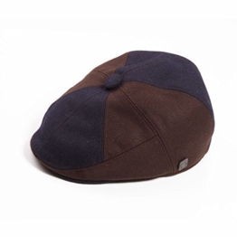 Dasmarca Giles Navy Brown Panel Fitted Gatsby Winter Wool Cap - S -