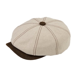 Dasmarca Lucca Natural Unisex Summer Linen Bakerboy Newsboy Cap - L -