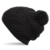 Distressed Bommelmütze Long Beanie Strickmütze mit Pompon schwarz - 